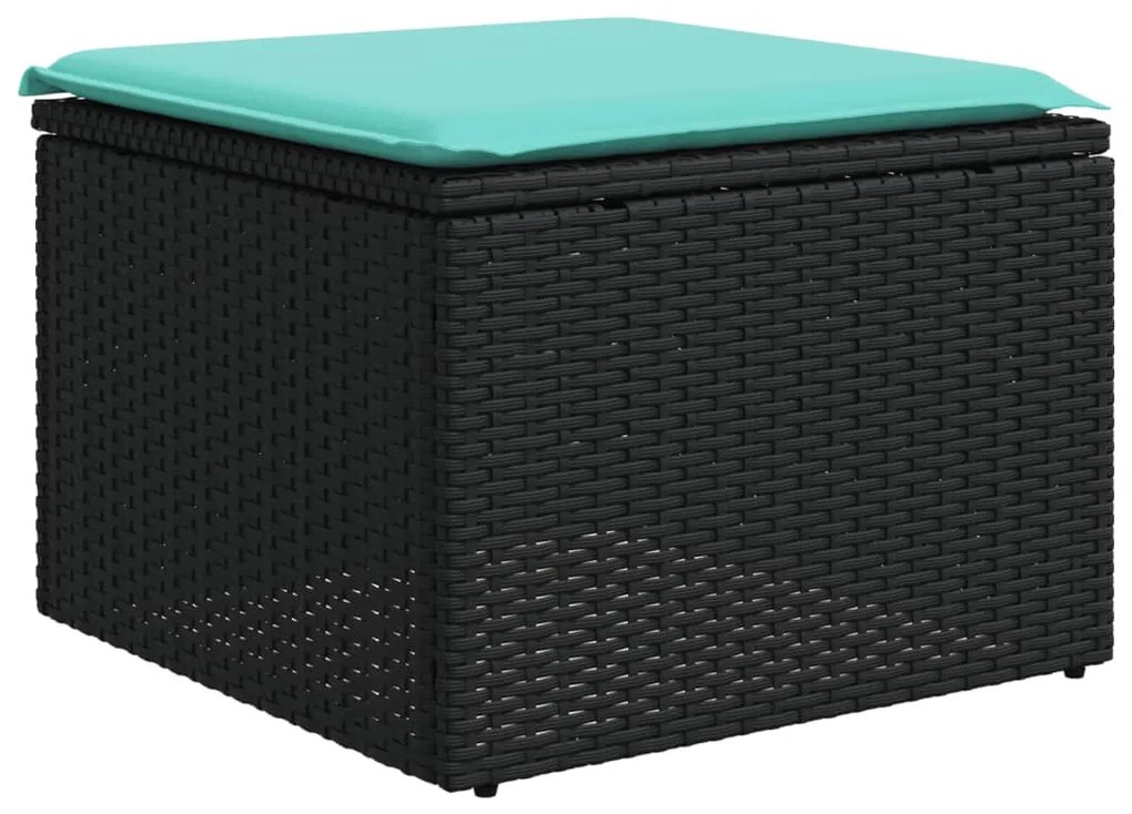 vidaXL Καναπές Σετ 8 Τεμαχίων Μαύρο Συνθετικό Ρατάν με Μαξιλάρια