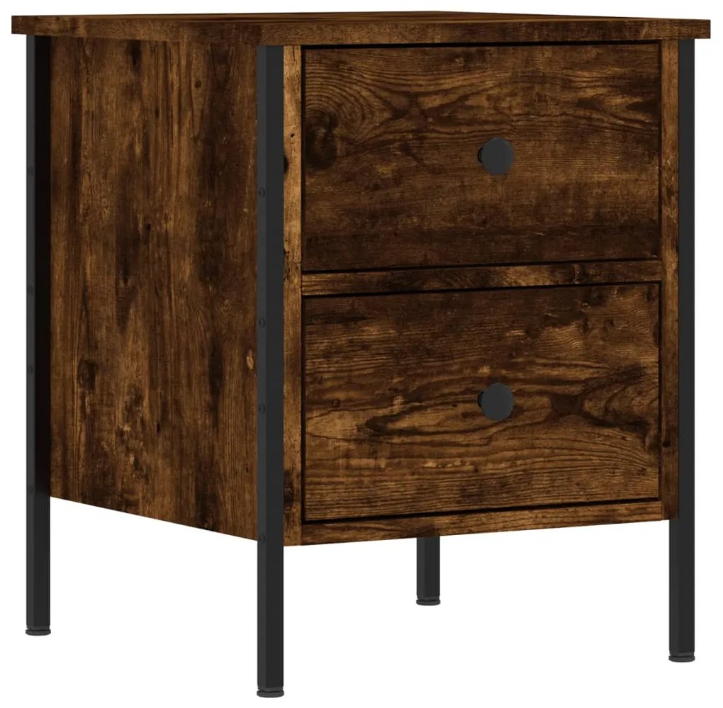 vidaXL Κομοδίνο Καπνιστή Δρυς 40 x 42 x 50 εκ. από Επεξεργασμένο Ξύλο