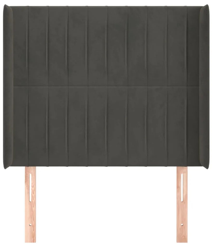 vidaXL Κεφαλάρι με Πτερύγια Σκούρο Γκρι 83x16x118/128εκ.Βελούδινο