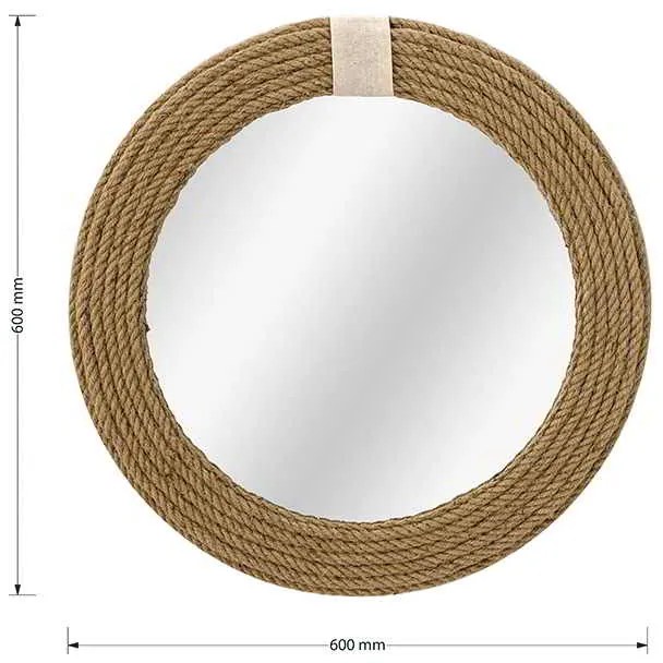 Καθρέπτης Rope pakoworld φυσικό 60x2x60εκ