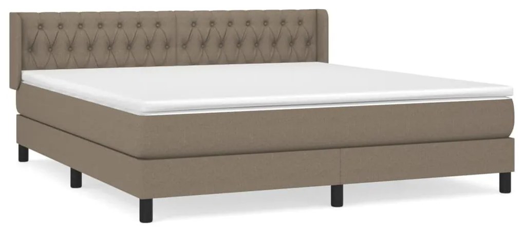 Κρεβάτι Boxspring με Στρώμα Taupe 180x200 εκ. Υφασμάτινο - Μπεζ-Γκρι