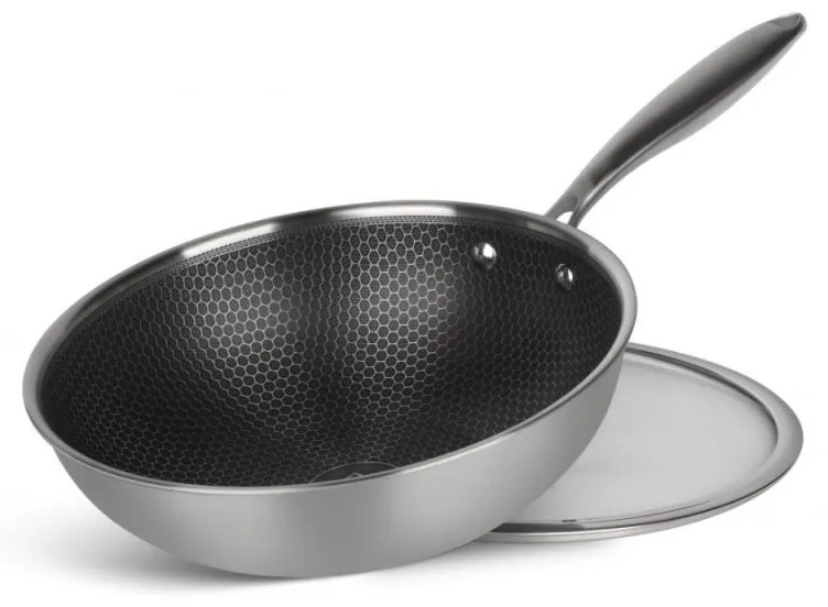 Τηγάνι wok Edenberg EB-7537, 24см, Aνοξείδωτο ατσάλι 18/10, Τριπλή αντικολλητική επίστρωση στο εσωτερικό  Eterna, Inox