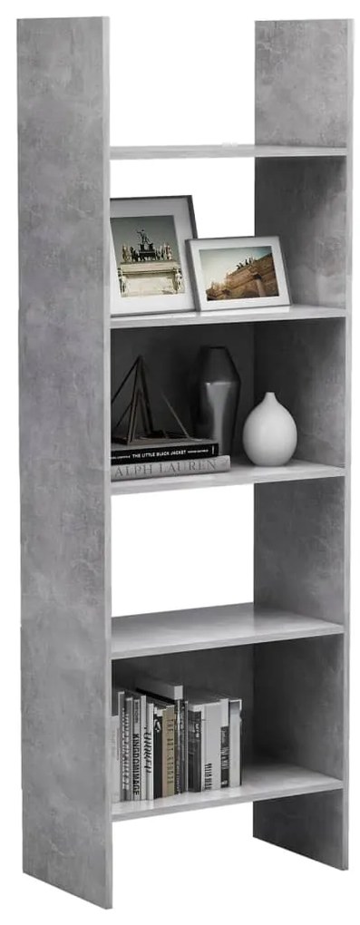 vidaXL Βιβλιοθήκη Γκρι Σκυροδέματος 60 x 35 x 180 εκ. από Επεξ. Ξύλο