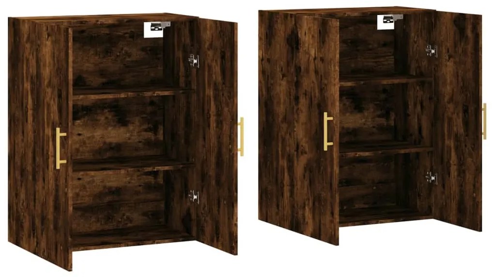 vidaXL Ντουλάπια Τοίχου 2 τεμ. Καπνιστή Δρυς 69,5 x 34 x 90 εκ.