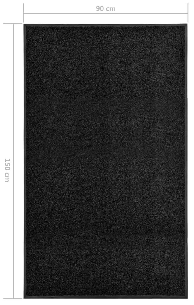 vidaXL Πατάκι Εισόδου Πλενόμενο Μαύρο 90 x 150 εκ.