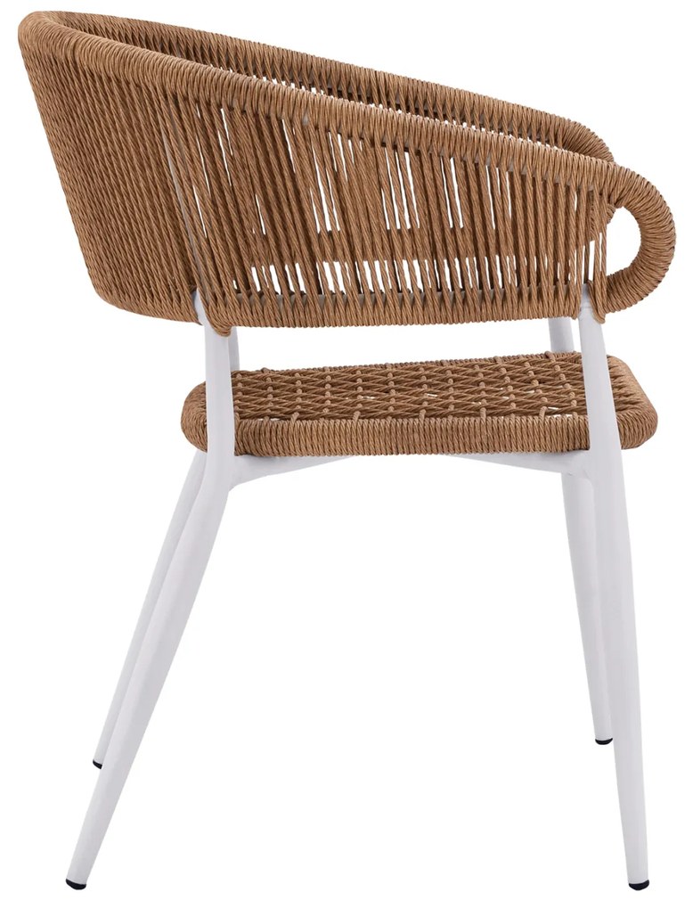 ΠΟΛΥΘΡΟΝΑ ΑΛΟΥΜΙΝΙΟΥ ΛΕΥΚΗ ΜΕ WICKER ΜΠΕΖ HM5783.02 56x60x78 εκ. - Πολυπροπυλένιο - HM5783.02