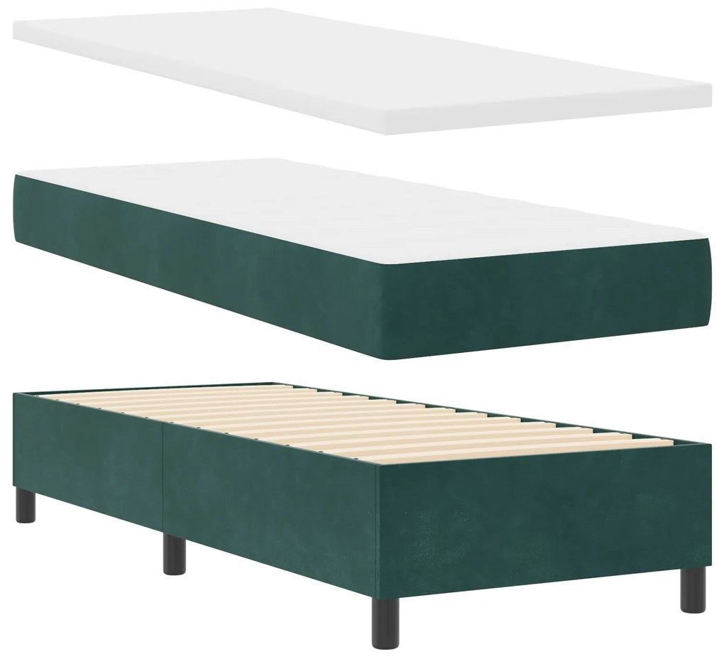 vidaXL κρεβάτι Box Spring με στρώμα σε σκούρο πράσινο 80x200 εκ. βελούδο