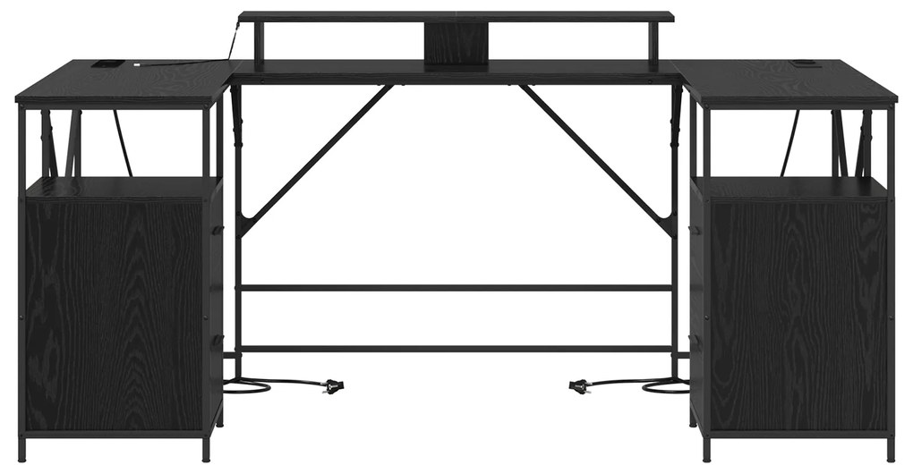 vidaXL Γραφείο Μαύρη Δρυς 182 x 101 x 87.5 εκ. Επεξεργασμένο ξύλο