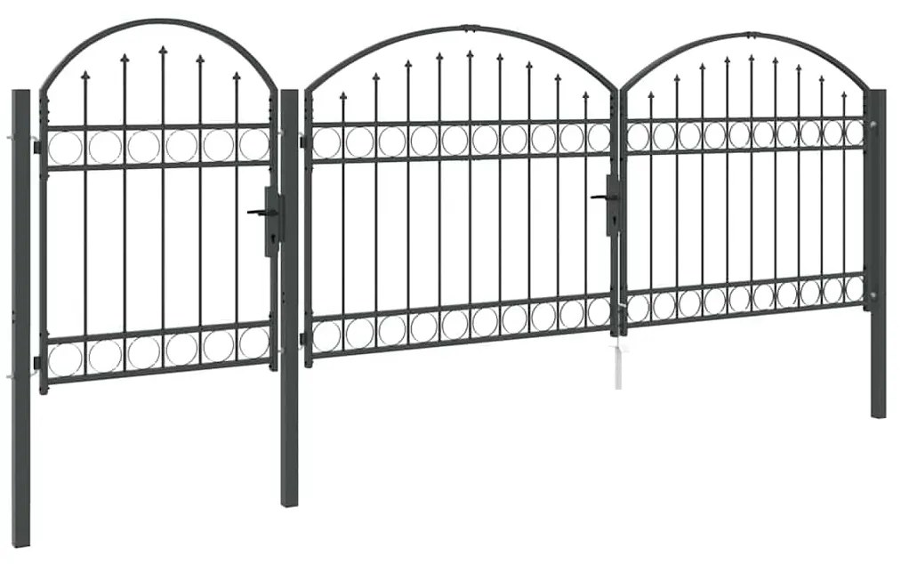 vidaXL Πύλη Κήπου με Καμπύλη Κορυφή Γκρι 4 x 1,25 m Ατσάλι