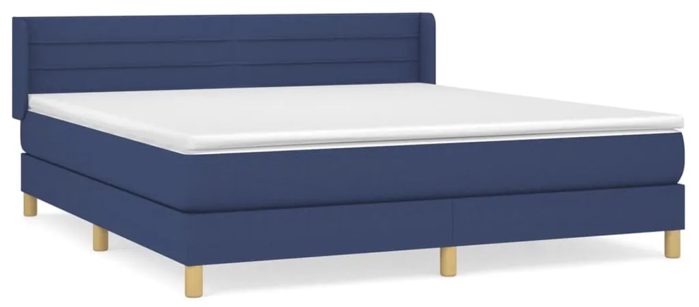 Κρεβάτι Boxspring με Στρώμα Μπλε 180x200 εκ. Υφασμάτινο - Μπλε