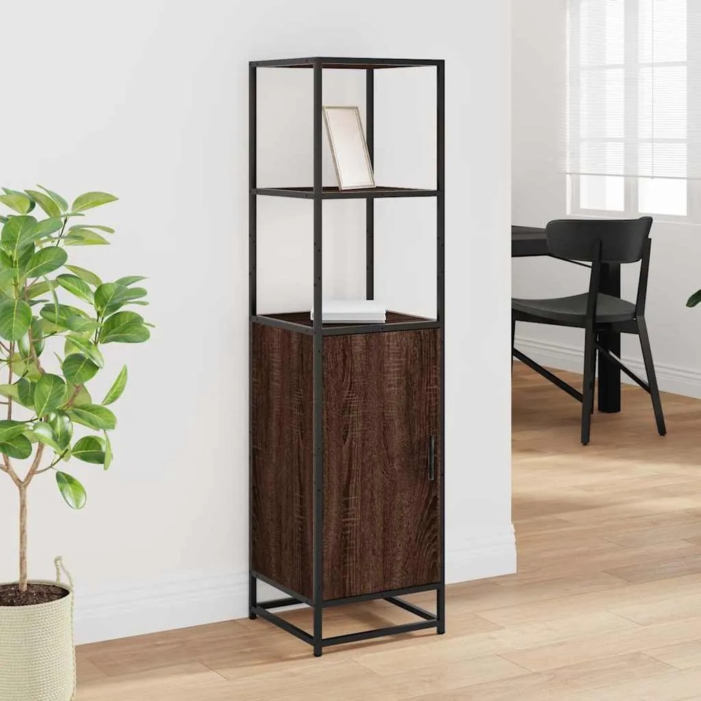 Highboard καφέ δρυς Κατασκευασμένο ξύλο και μέταλλο - καφέ δρυς