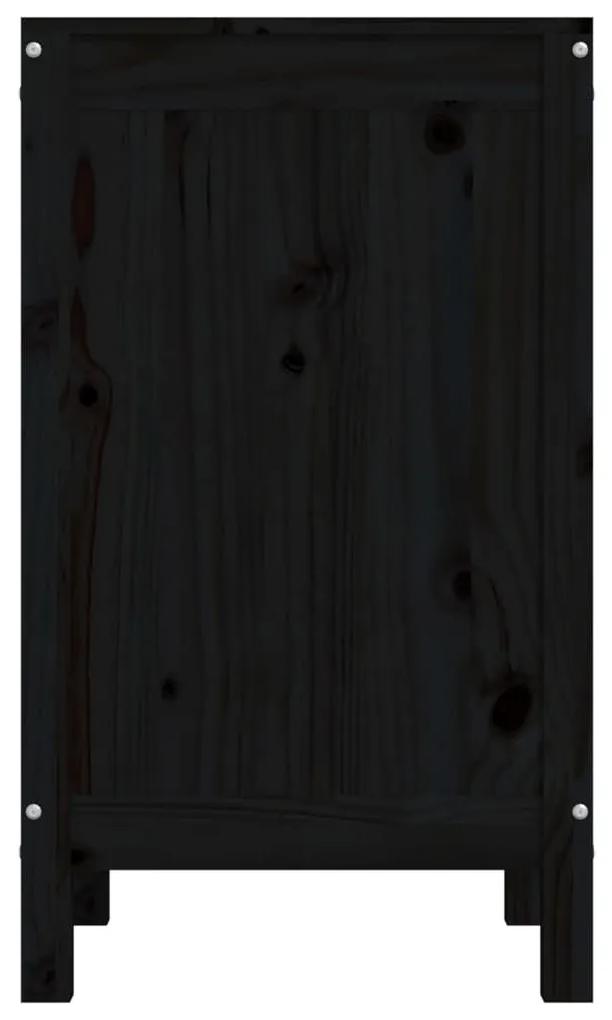 Καλάθι Ρούχων Μαύρο 44x44x76 εκ από Μασίφ Ξύλο Πεύκου - Μαύρο