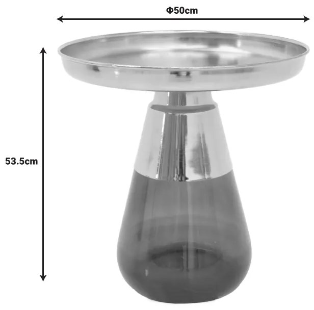 Βοηθητικό τραπέζι Kunlo Inart χρυσό χρώμιο-μαύρο γυαλί Φ50x53.5εκ - 101-000104