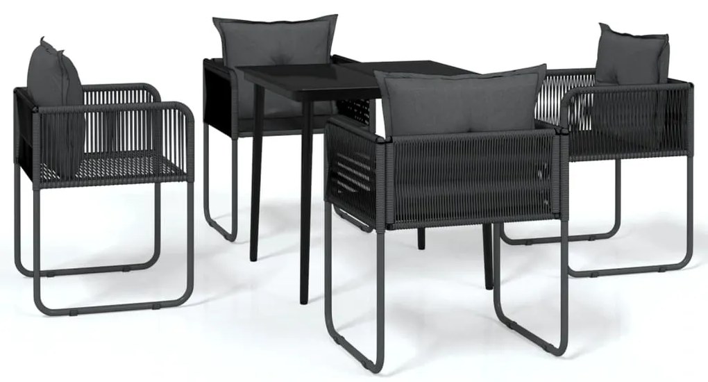 vidaXL Σετ Τραπεζαρίας Κήπου 5 Τεμαχίων Μαύρο