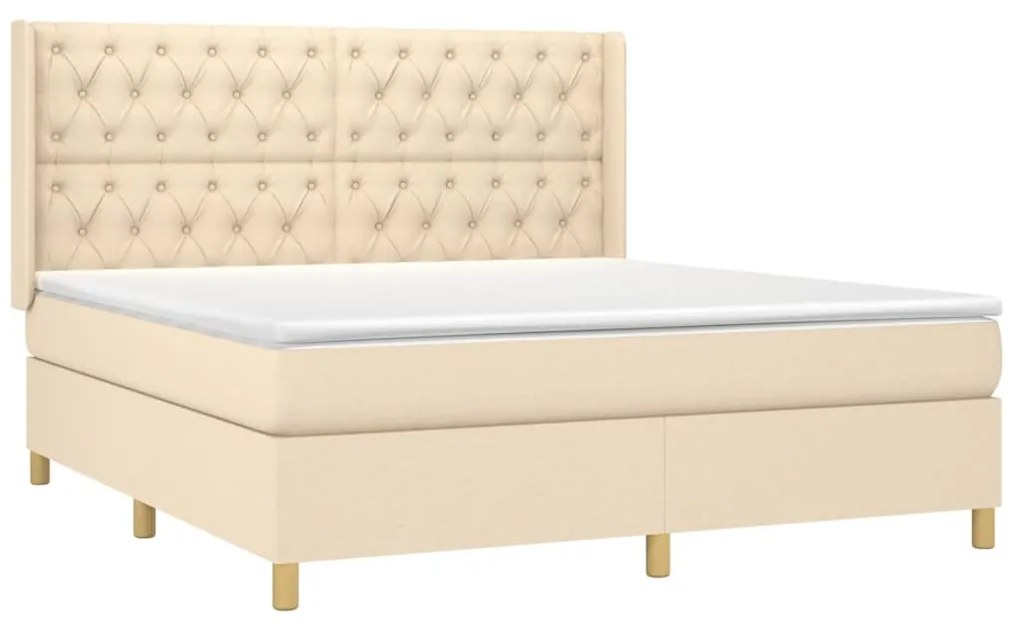 ΚΡΕΒΑΤΙ BOXSPRING ΜΕ ΣΤΡΩΜΑ ΚΡΕΜ 160X200 ΕΚ. ΥΦΑΣΜΑΤΙΝΟ 3132246