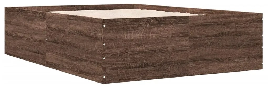 vidaXL Πλαίσιο Κρεβατιού Καφέ Δρυς 140x200 εκ. Επεξεργασμένο Ξύλο