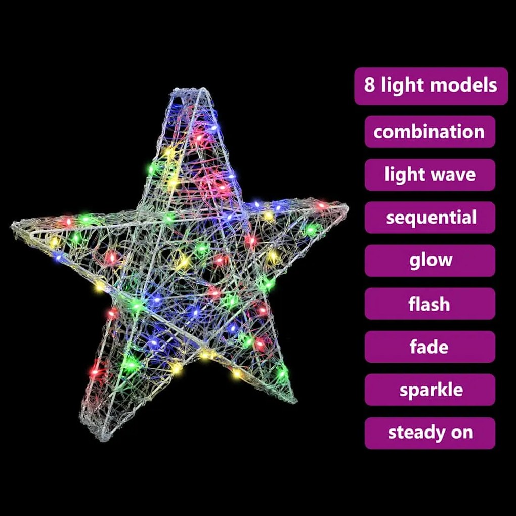 vidaXL 3D Αστέρι με 50 LED Πολύχρωμο 55 x 53.5 x 10 εκ Ακρυλικό