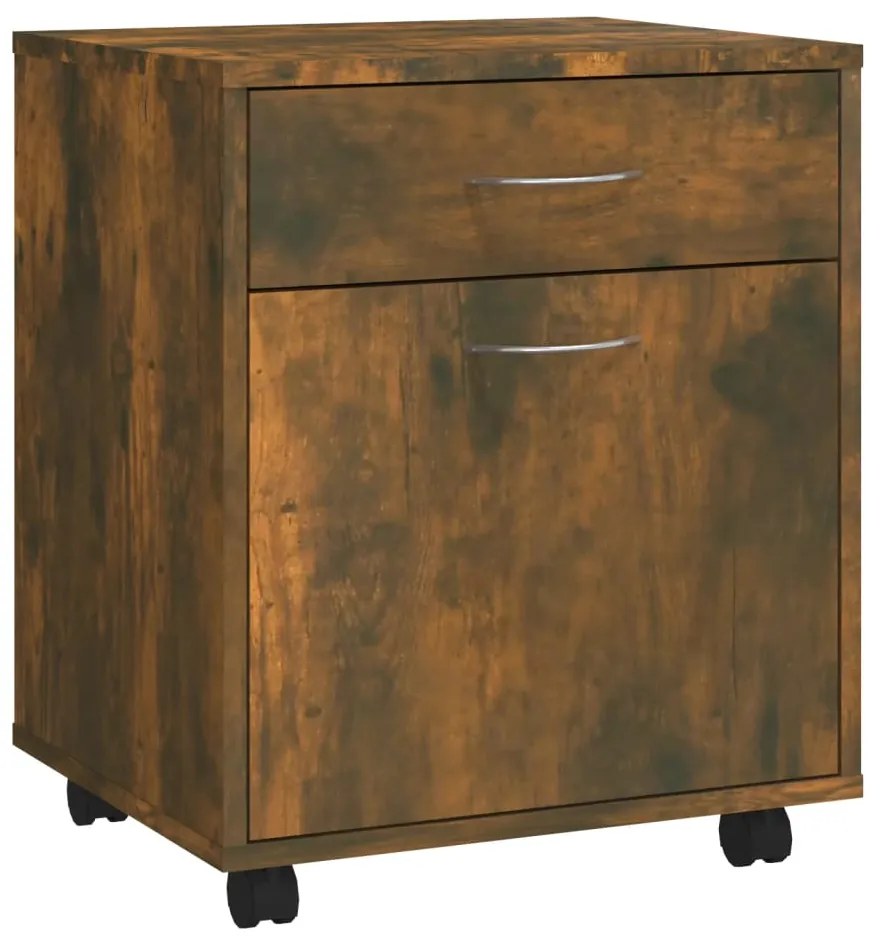 vidaXL Ντουλάπι Με Ροδάκια Καπνιστή Δρυς 45x38x54 εκ. Επεξεργ. Ξύλο
