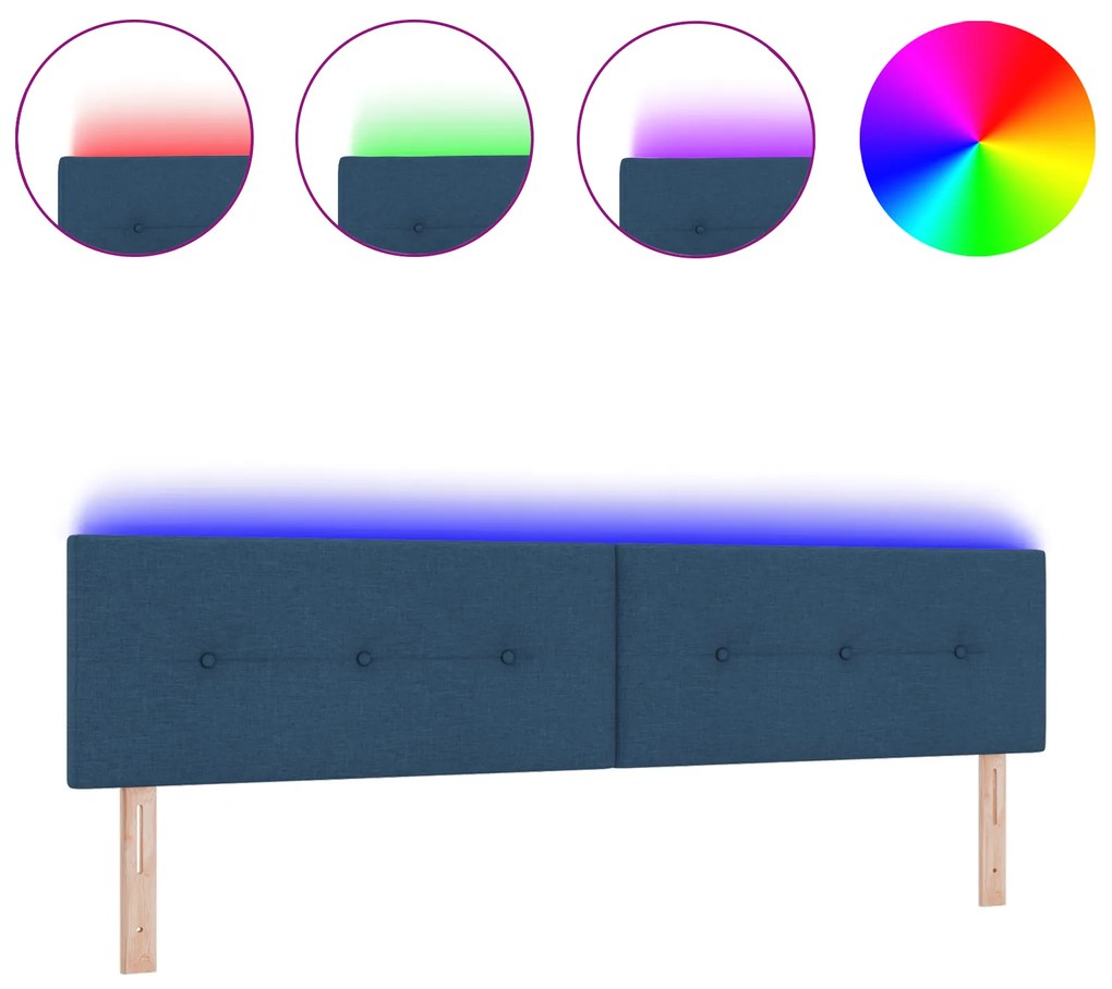 vidaXL LED Κεφαλάρι Με Κουμπιά Μπλε 100 εκ Υφασμάτινο