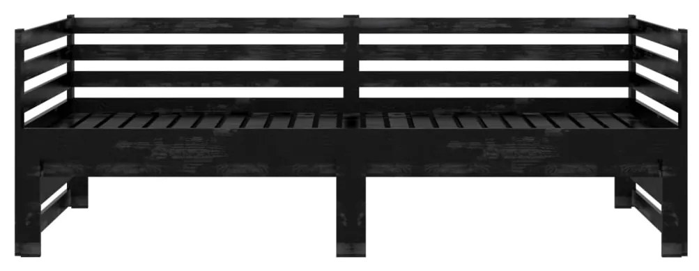 vidaXL Καναπές Κρεβάτι Μαύρος 2 x (90 x 200) εκ. από Μασίφ Ξύλο Πεύκου