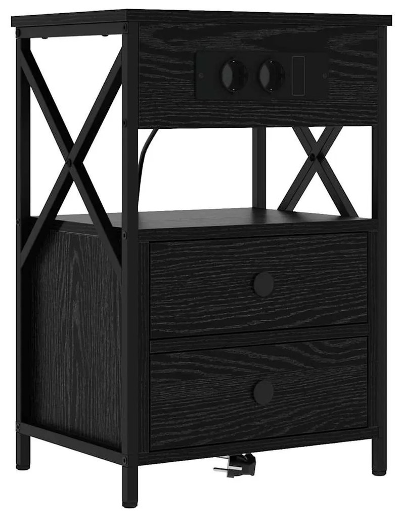 vidaXL Κομοδίνο Μαύρη δρυς 40 x 31 x 60 εκ. Επεξεργασμένο ξύλο