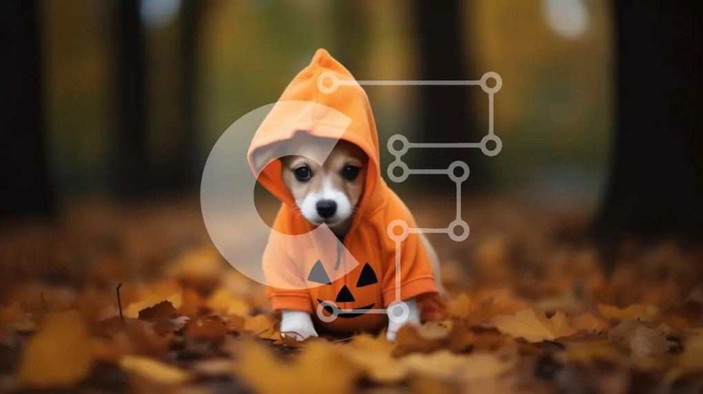 Intra Συλλεκτικό Ξύλινο Παζλ Plywood 4mm - Μικρό σκυλί με κοστούμι κολοκύθας στο δάσος Σε Ξύλινο Κουτί - Διαστάσεις: 10x10 cm – 25 κομμάτια