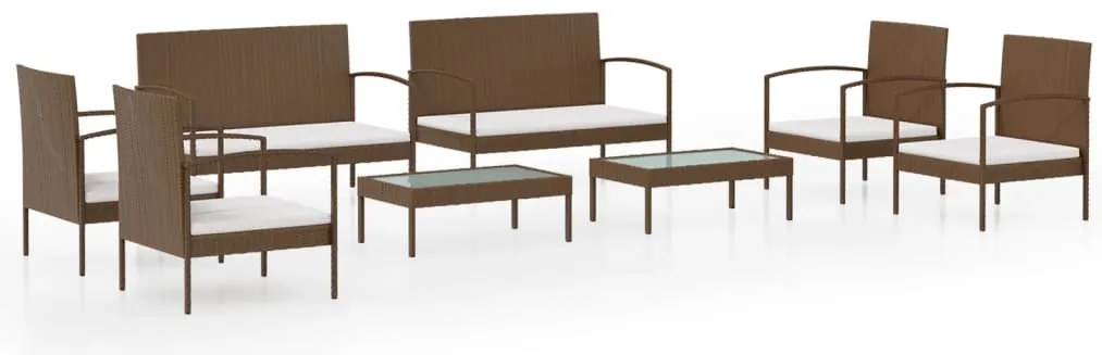 vidaXL Σαλόνι Κήπου Σετ 8 Τεμ. Καφέ από Συνθετικό Ρατάν με Μαξιλάρια