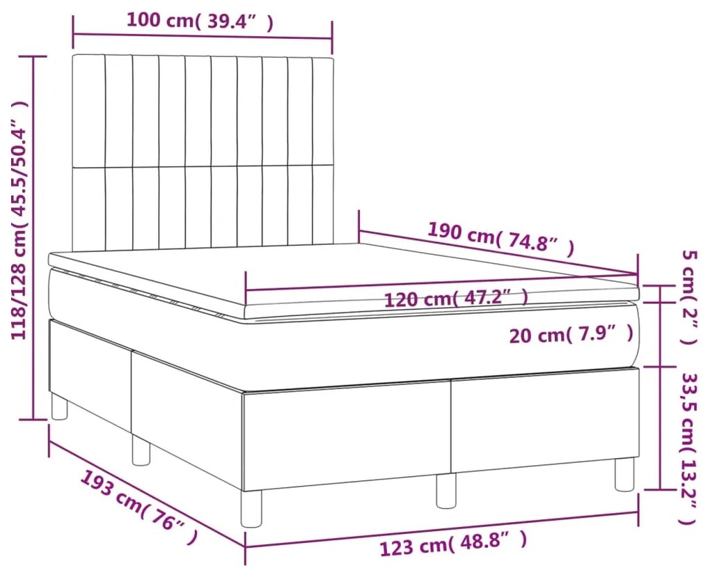 ΚΡΕΒΑΤΙ BOXSPRING ΜΕ ΣΤΡΩΜΑ ΣΚΟΥΡΟ ΜΠΛΕ 120X190 ΕΚ. ΒΕΛΟΥΔΙΝΟ 3270011