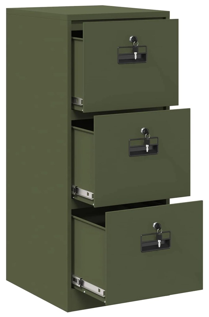 vidaXL Ντουλάπα Αρχείων με συρτάρι Ελιά Πράσινη 44 x 50 x 106.5 εκ