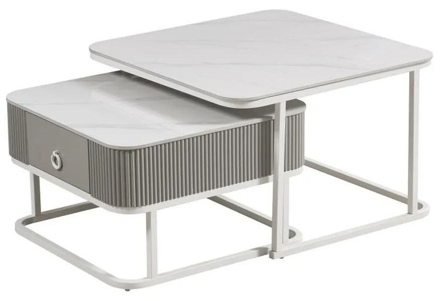 Τραπεζάκι Καφέ Home ESPRIT Λευκό 70 x 70 x 45 cm