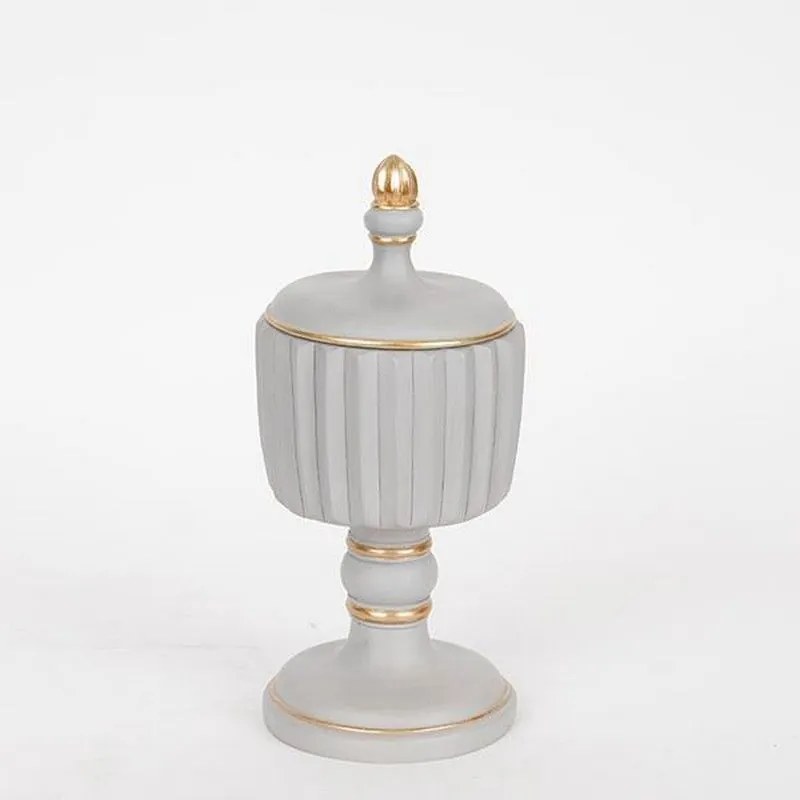 Φοντανιέρα 752-21039 9x9x21cm Light Grey-Gold Estheti Home Polyresin