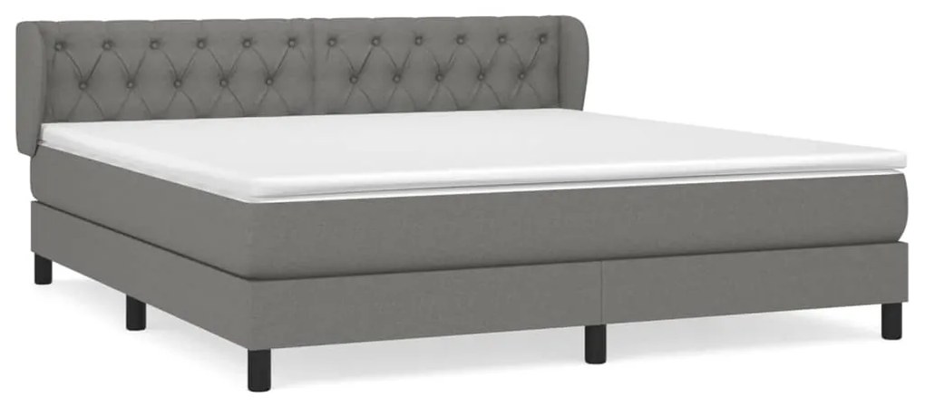 Κρεβάτι Boxspring με Στρώμα Σκούρο Γκρι 160x200 εκ Υφασμάτινο - Γκρι