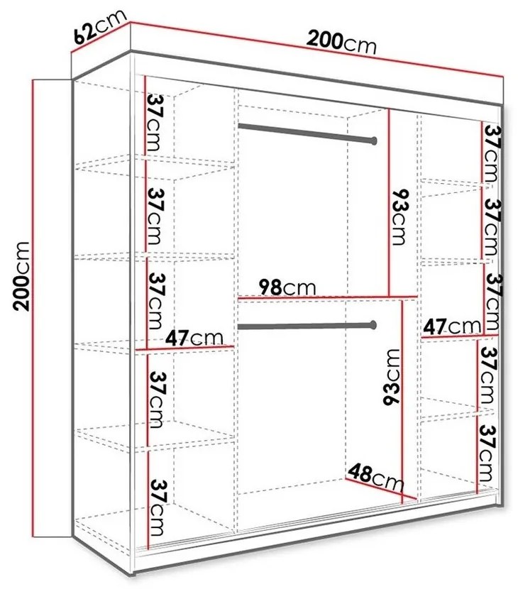 Ντουλάπα Hartford 262, Ματ άσπρο, Λευκό μάρμαρο, 200x200x62cm, 159 kg, Πόρτες ντουλάπας: Ολίσθηση, Αριθμός ραφιών: 9, Αριθμός ραφιών: 9 | Epipla1.gr