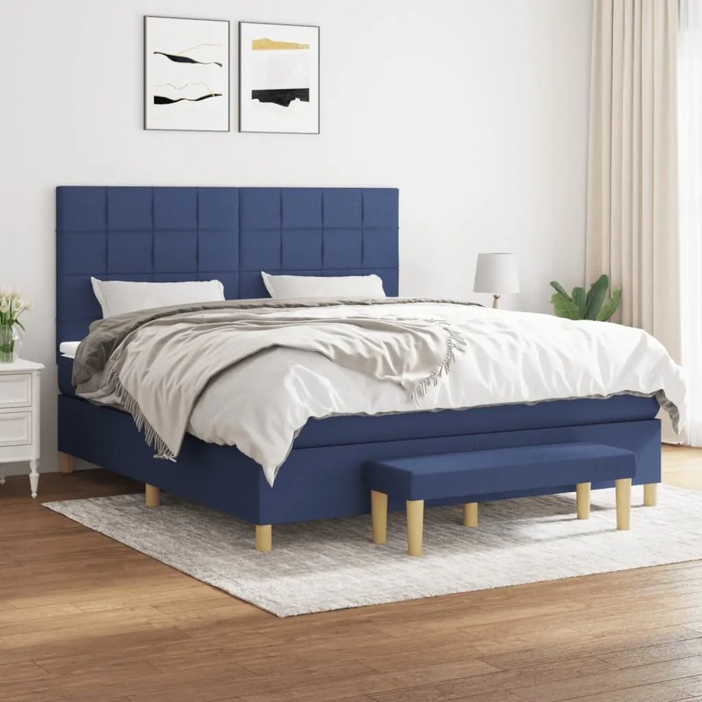 ΚΡΕΒΑΤΙ BOXSPRING ΜΕ ΣΤΡΩΜΑ ΜΠΛΕ 160X200 ΕΚ. ΥΦΑΣΜΑΤΙΝΟ 3137171