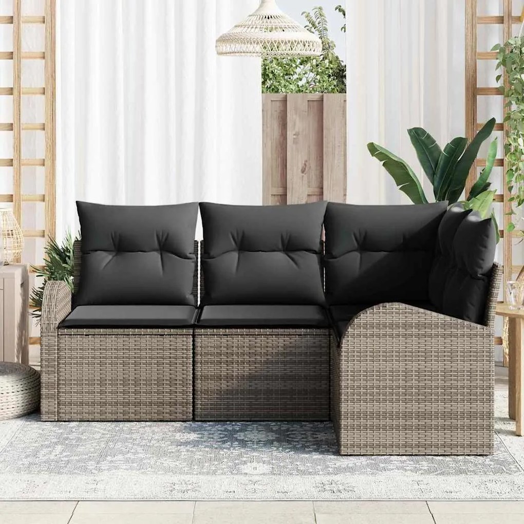 vidaXL Σετ Καναπέ Κήπου με μαξιλάρι 4 pcs Γκρι Πολυ ράταν