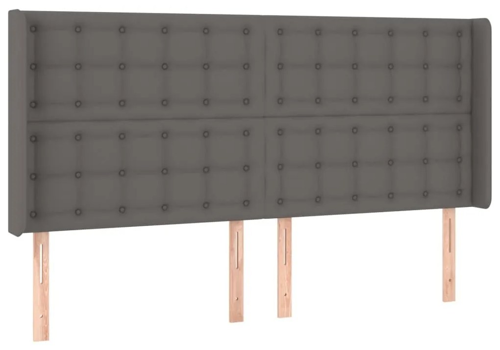 Κεφαλάρι Κρεβατιού LED Γκρι 183x16x118/128 εκ. Συνθετ. Δέρμα - Γκρι