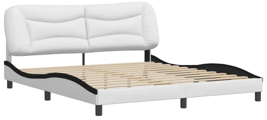vidaXL Πλαίσιο κρεβατιού χωρίς Στρώμα Hvar Λευκό/Μαύρο 180x200εκ.Συνθ. Δέρμα