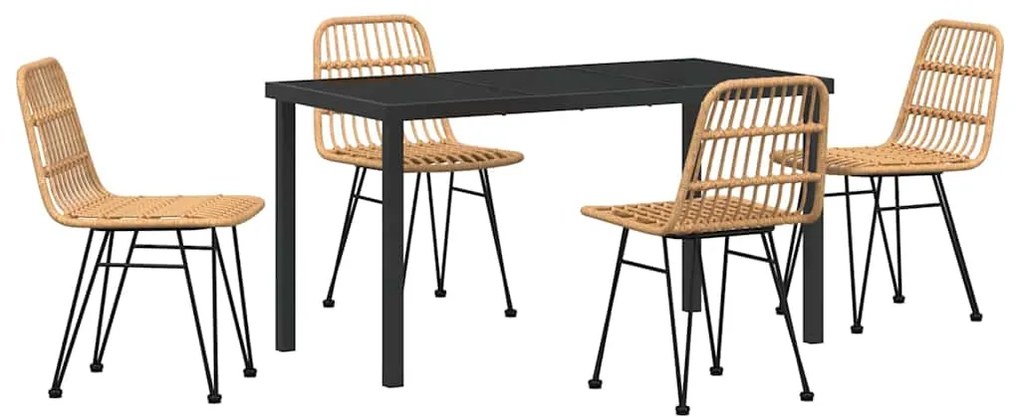 vidaXL Σέτ φαγητού για κήπο 5 pcs Καφέ Χάλυβας με επίστρωση πούδρας