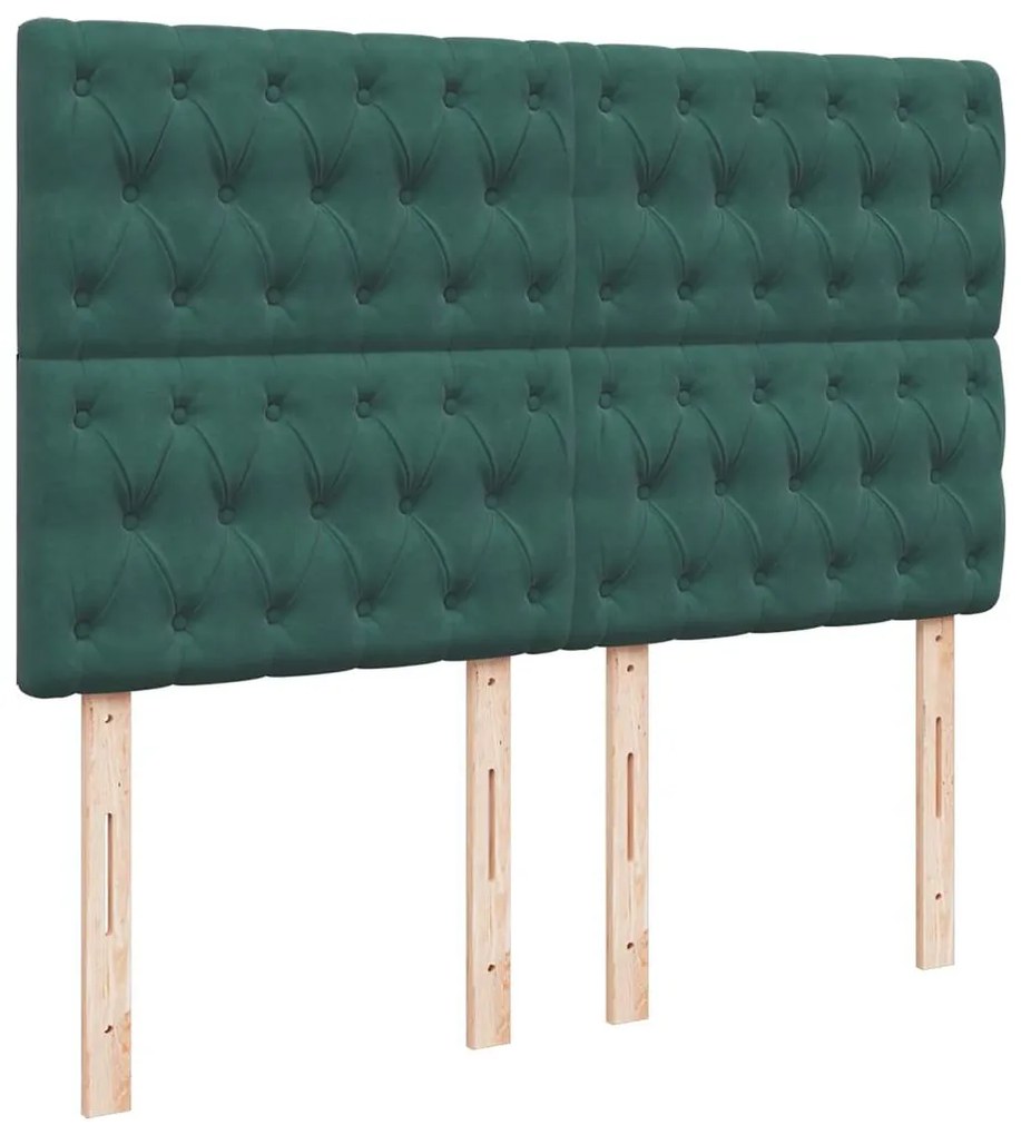 vidaXL Κρεβάτι Boxspring με Στρώμα Σκούρο Πράσινο 140x190εκ. Βελούδινο