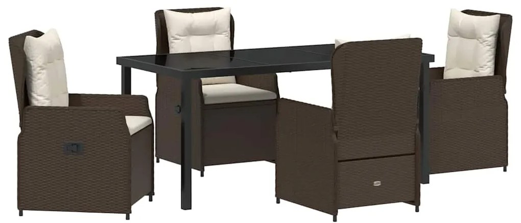 vidaXL Σέτ φαγητού για κήπο 5 pcs Καφέ συνθετικό ρατάν