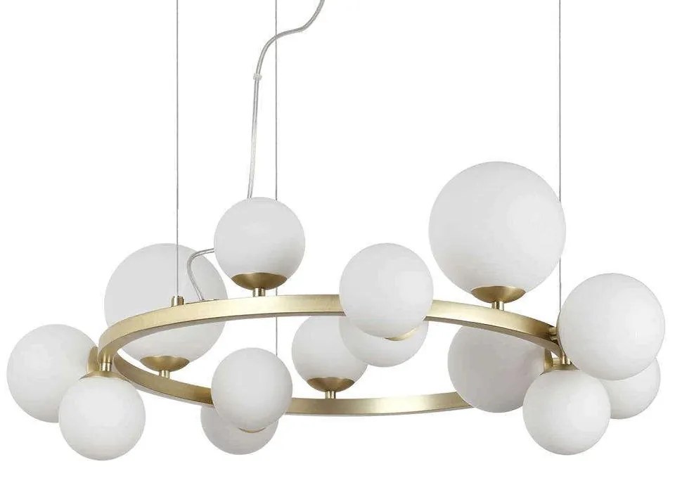 Φωτιστικό Οροφής Perlage 283814 Φ85x230cm 14xG9 15W Gold Ideal Lux