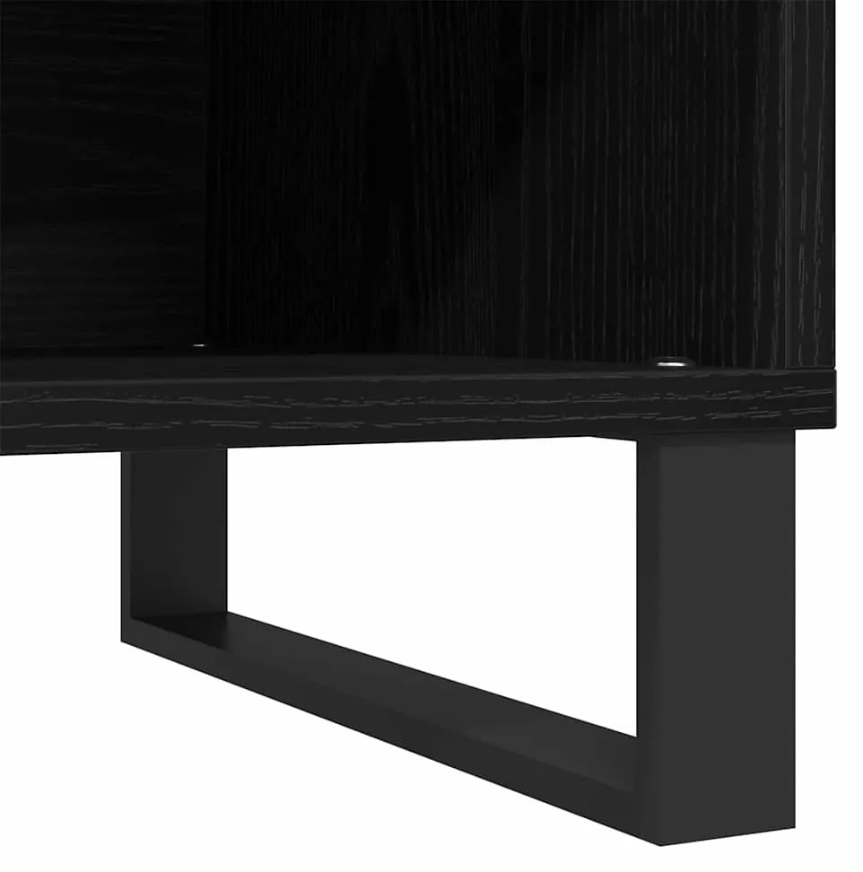 vidaXL Ντουλάπι δίσκων βινυλίου με ράφι Μαύρη Οξυά 85 x 38 x 48 εκ