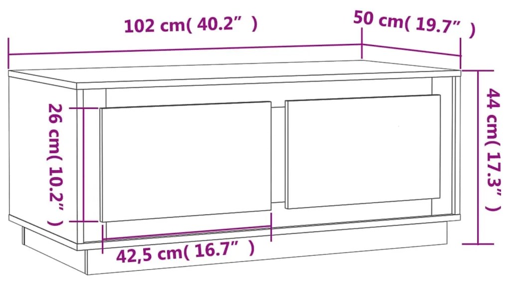 Τραπεζάκι Σαλονιού Καπνιστή Δρυς 102x50x44 εκ. Επεξεργασμ. Ξύλο - Καφέ