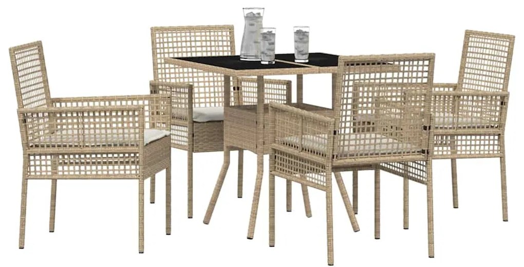 vidaXL Σέτ φαγητού για κήπο 5 pcs Μπεζ συνθετικό ρατάν