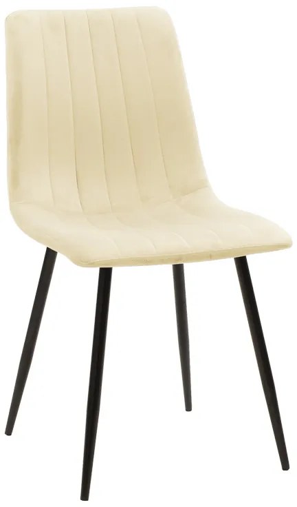 Καρέκλα Noor pakoworld μπεζ ύφασμα με πόδι μετάλλου σε μαύρη απόχρωση 44x53x86εκ