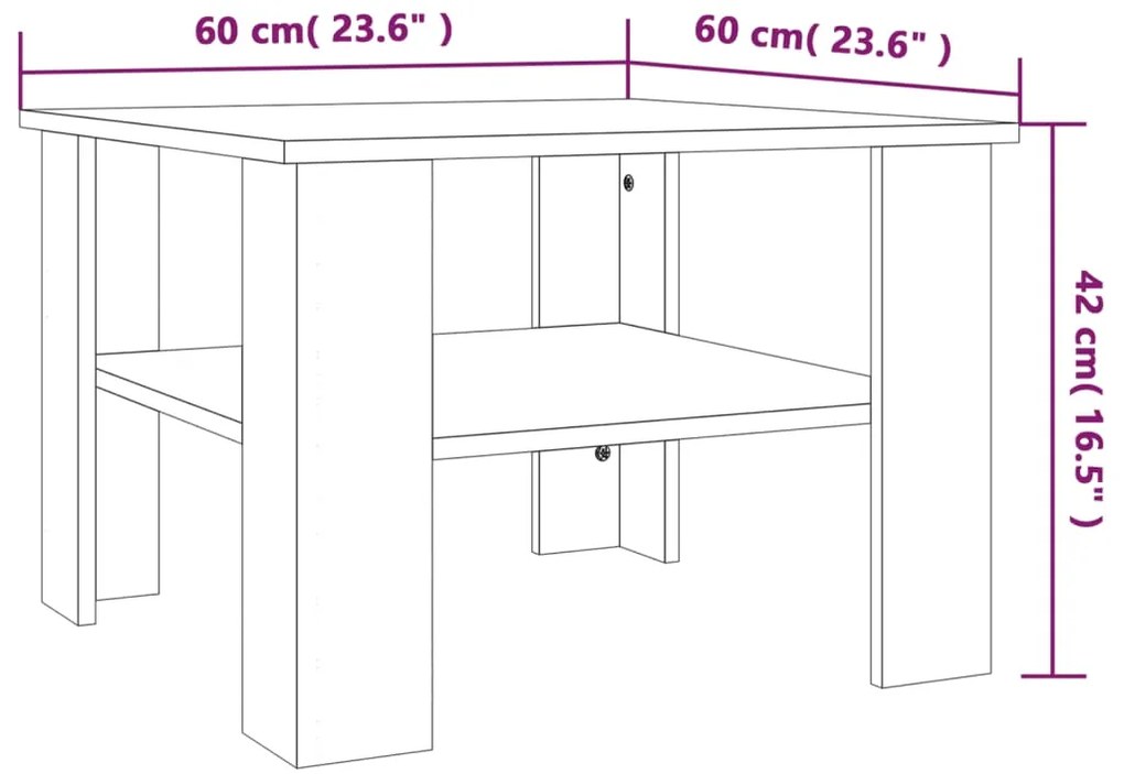 vidaXL Τραπεζάκι Σαλονιού Γκρι Sonoma 60x60x42 εκ. Επεξεργασμένο Ξύλο
