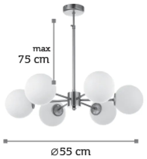 InLight Κρεμαστό φωτιστικό από χρώμιο μέταλλο και λευκή οπαλίνα (5321-6)
