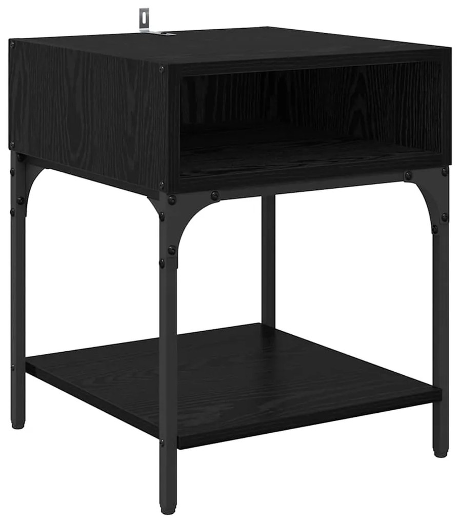 vidaXL Κομοδίνο Μαύρη Οξυά 40 x 40 x 50 cm Επεξεργασμένο ξύλο