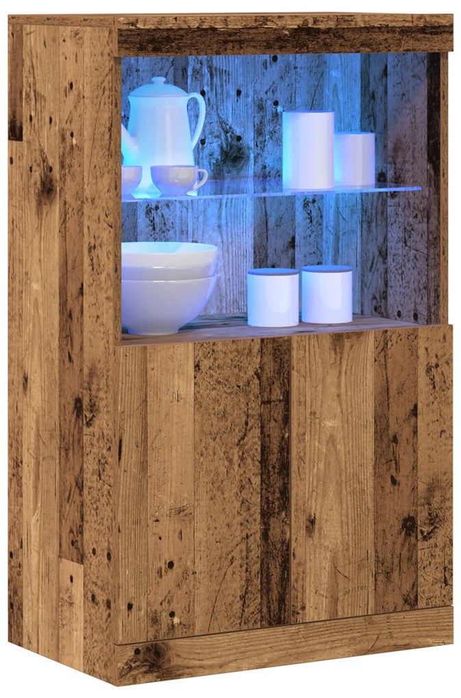 vidaXL Καθιστικό με LED Φώτα Παλιού Ξύλου 60x37x100 εκ