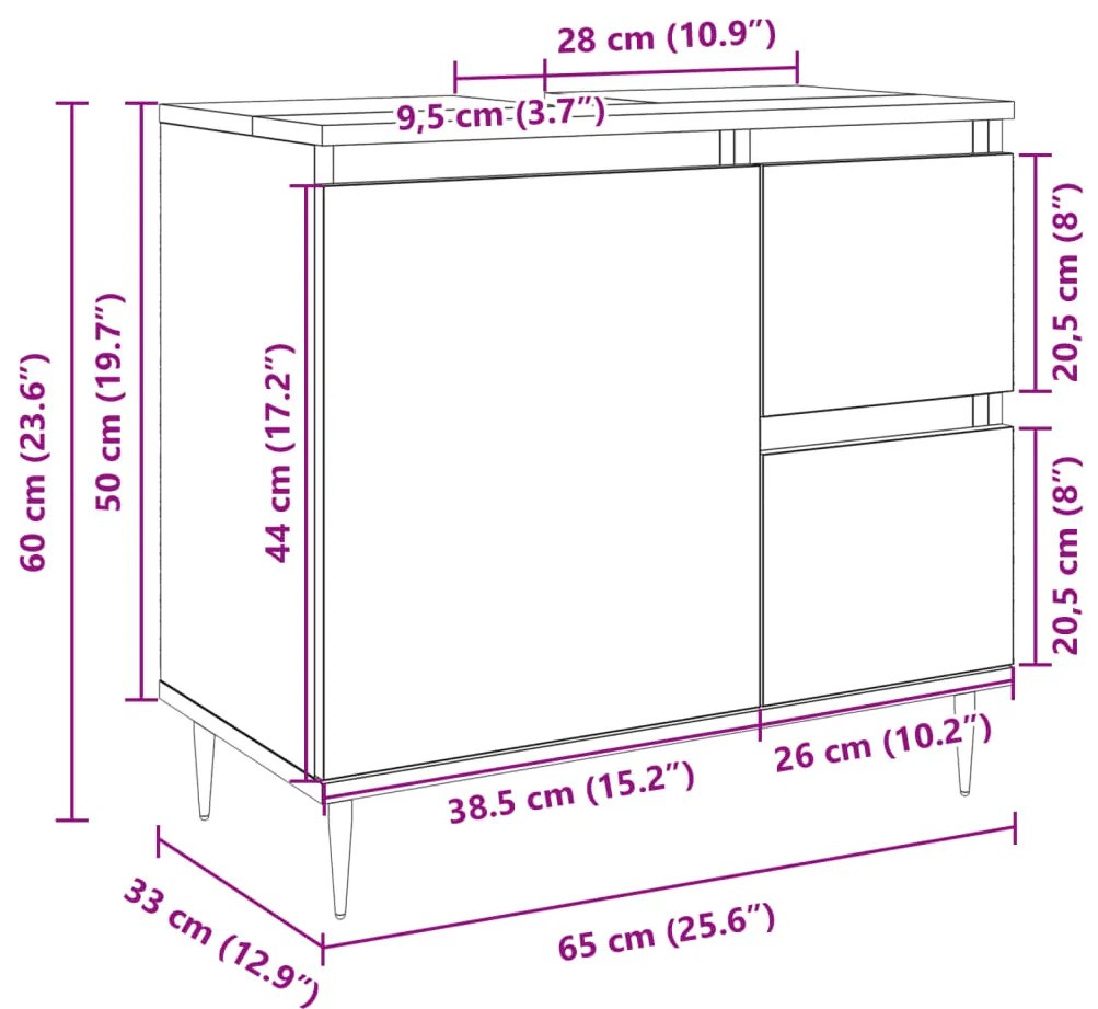 ΝΤΟΥΛΑΠΙ ΝΙΠΤΗΡΑ ΜΠΑΝΙΟΥ SONOMA ΔΡΥΣ 65X33X60 ΕΚ. ΕΠΕΞ. ΞΥΛΟ 849676